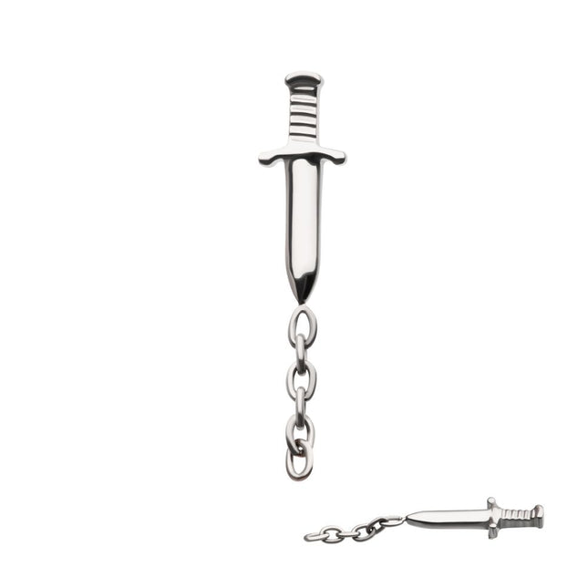 Invictus Titanium Internally Threaded Dagger Top with Dangle 8mm Chain