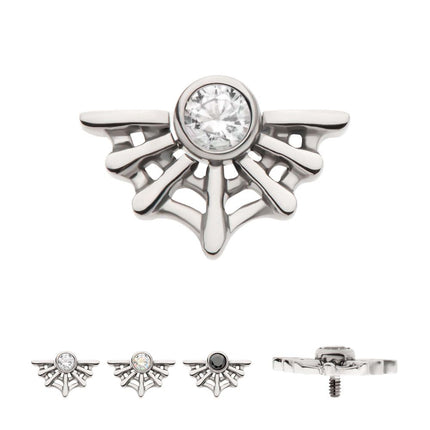 Invictus Titanium Internally Threaded Bezel Set CZ Spiderweb Top