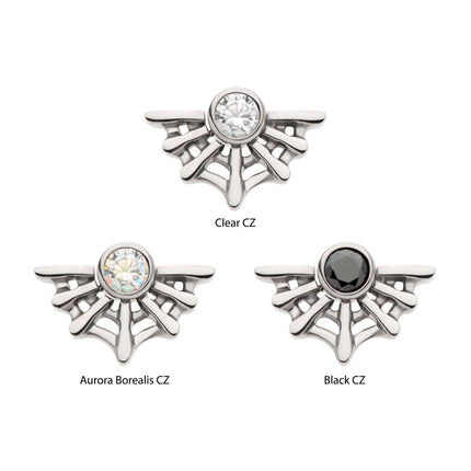 Invictus Titanium Internally Threaded Bezel Set CZ Spiderweb Top