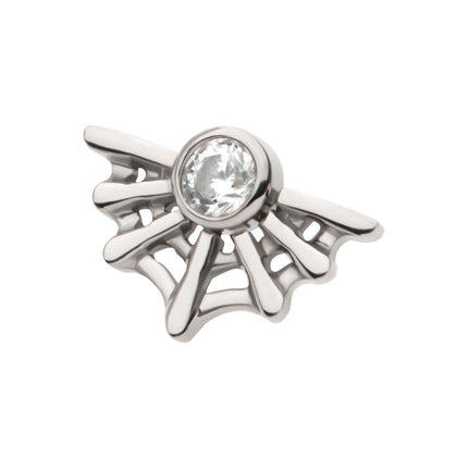 Invictus Titanium Internally Threaded Bezel Set CZ Spiderweb Top