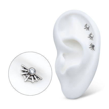 Invictus Titanium Internally Threaded Bezel Set CZ Spiderweb Top