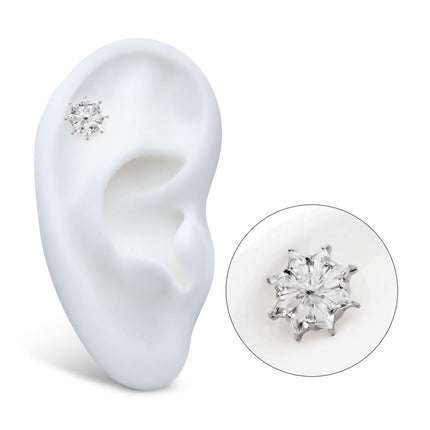 Invictus Titanium Internally Threaded 8-Cluster Prong Set Kite Shape CZ Flower Top