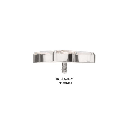 Invictus Titanium Internally Threaded Vine Shape Top with 3-Tier Alternating Opalite/CZ Marquise