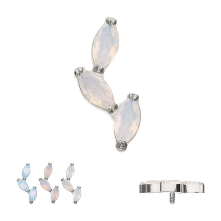 Invictus Titanium Internally Threaded Vine Shape Top with 3-Tier Full Opalite Marquise