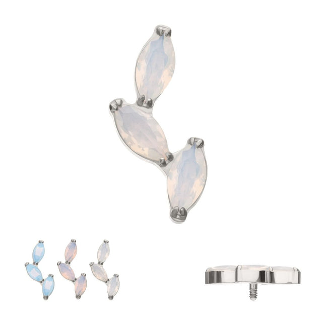 Invictus Titanium Internally Threaded Vine Shape Top with 3-Tier Full Opalite Marquise