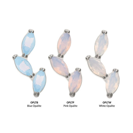 Invictus Titanium Internally Threaded Vine Shape Top with 3-Tier Full Opalite Marquise