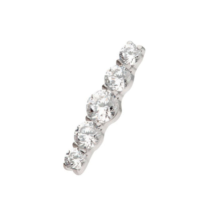 Invictus Titanium Internally Threaded 5-Cluster Prong Set Round CZ Gem Bar Top