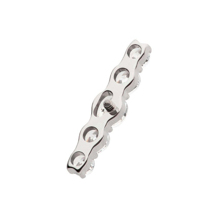 Invictus Titanium Internally Threaded 5-Cluster Prong Set Round CZ Gem Bar Top