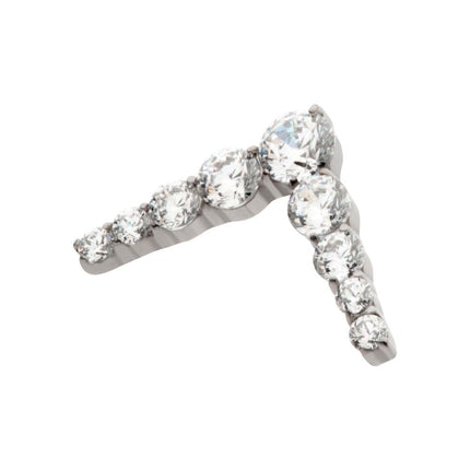 Invictus Titanium Internally Threaded 9-Cluster Prong Set Round CZ Chevron Shape Top