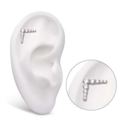 Invictus Titanium Internally Threaded 9-Cluster Prong Set Round CZ Chevron Shape Top