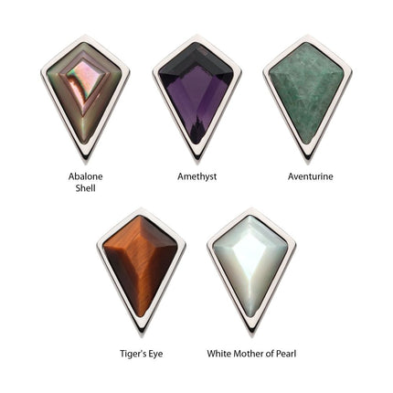 Invictus Titanium Internally Threaded Bezel Set Kite Shape Stone Top