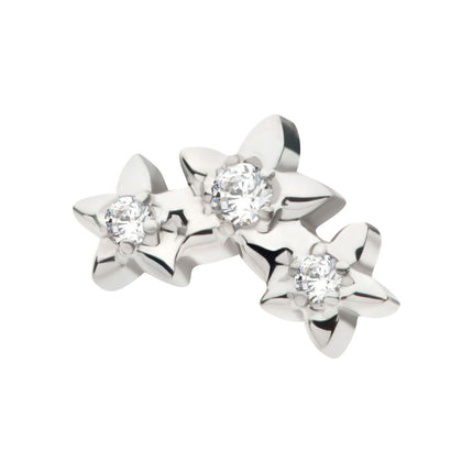 Invictus Titanium Internally Threaded Prong Set Round CZ Gem 3-Cluster Star Top