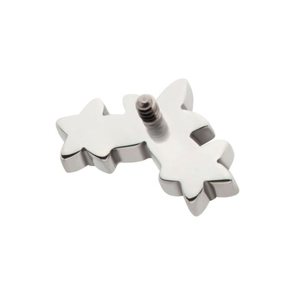 Invictus Titanium Internally Threaded Prong Set Round CZ Gem 3-Cluster Star Top