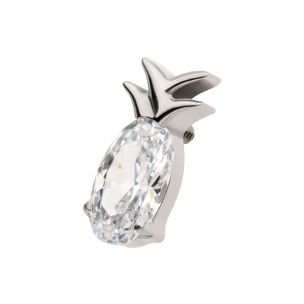 Invictus Titanium Internally Threaded Prong Set Oval CZ Gem Pineapple Top