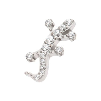 Invictus Titanium Internally Threaded Pave Set Round CZ Gem Lizard Top