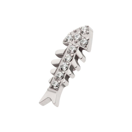 Invictus Titanium Internally Threaded Pave Set Round CZ Gem Fishbone Top