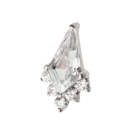 Invictus Titanium Internally Threaded Kite Shape with 5-Cluster Round CZ Gem Top
