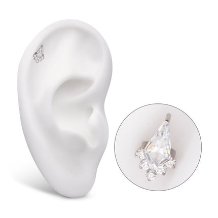 Invictus Titanium Internally Threaded Kite Shape with 5-Cluster Round CZ Gem Top