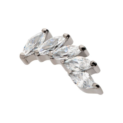 Invictus Titanium Internally Threaded with Prong Set Marquise 5 Gem Curved Fan Top