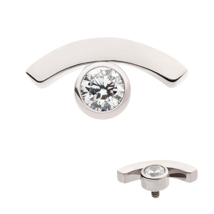 Invictus Titanium Internally Threaded with Bezel Set CZ in a Curve Line Top