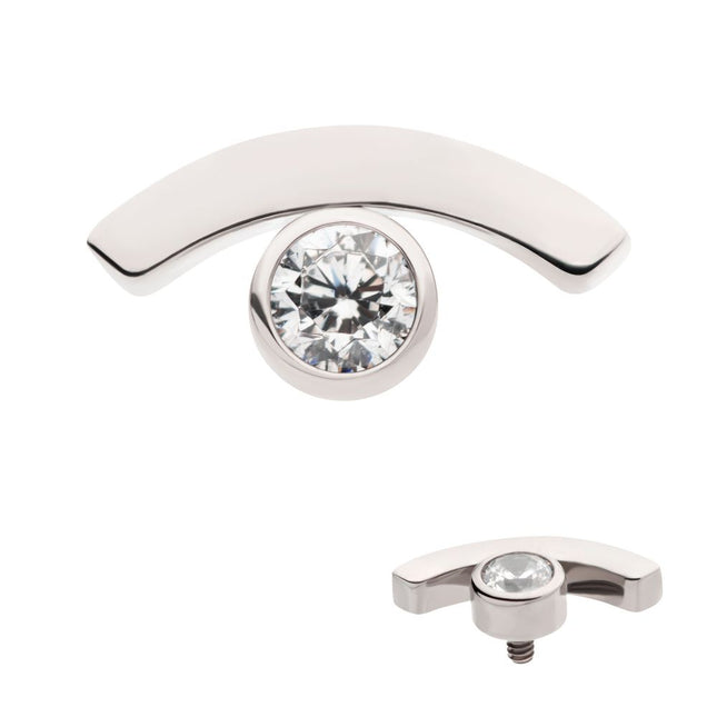 Invictus Titanium Internally Threaded with Bezel Set CZ in a Curve Line Top