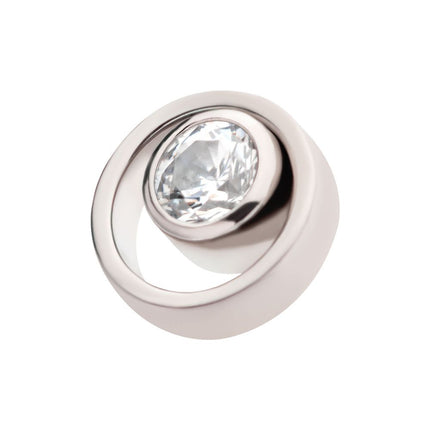 Invictus Titanium Internally Threaded with Bezel Set CZ in a Cut Out Circle Top