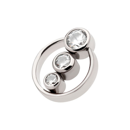 Invictus Titanium Internally Threaded with Bezel Set 3-Cluster CZ & Cut Out Circle Top