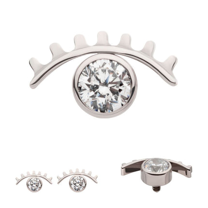 Invictus Titanium Internally Threaded with Bezel Set CZ Cut Out Evil Eye Top