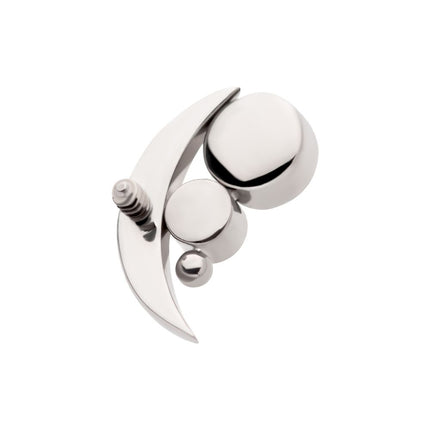 Invictus Titanium Internally Threaded with Bezel Set CZ & Bead Crescent Moon Top