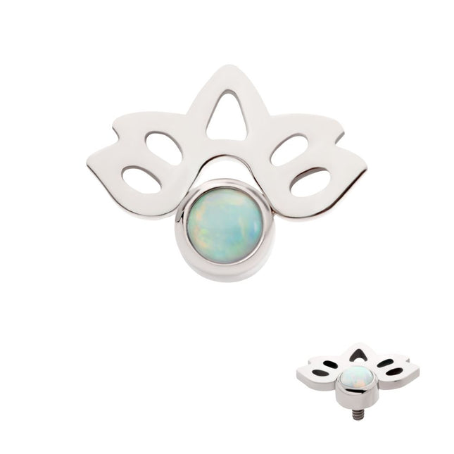 Invictus Titanium Internally Threaded with Bezel Set Opal Lotus Flower Top