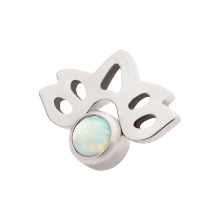 Invictus Titanium Internally Threaded with Bezel Set Opal Lotus Flower Top