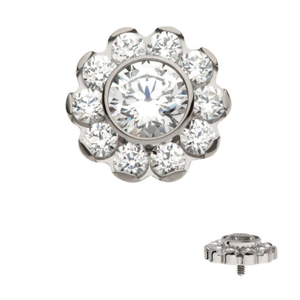 Invictus Titanium Internally Threaded Flower Top with 11 Clear CZ