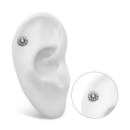 Invictus Titanium Internally Threaded Flower Top with 11 Clear CZ