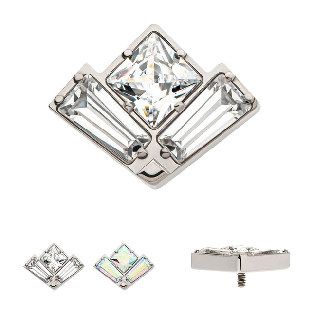 Invictus Titanium Internally Threaded Baguette & Princess Gem Fan Shape Top