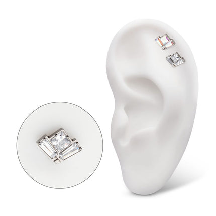 Invictus Titanium Internally Threaded Baguette & Princess Gem Fan Shape Top