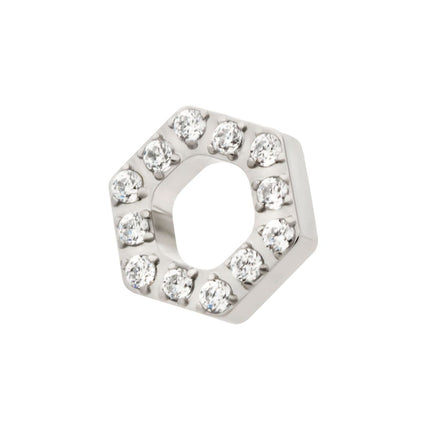 Invictus Titanium Internally Threaded Pave Set Round CZ Gem Hexagon Top