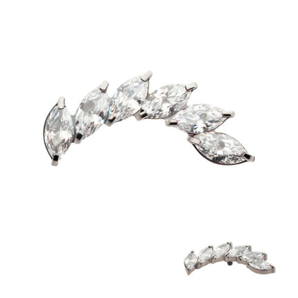 Invictus Titanium Internally Threaded Prong Set Marquise CZ Staggered 6-Cluster Top
