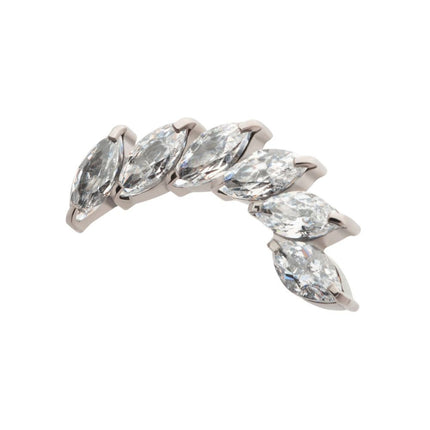 Invictus Titanium Internally Threaded Prong Set Marquise CZ Staggered 6-Cluster Top