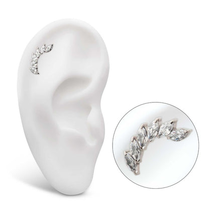 Invictus Titanium Internally Threaded Prong Set Marquise CZ Staggered 6-Cluster Top