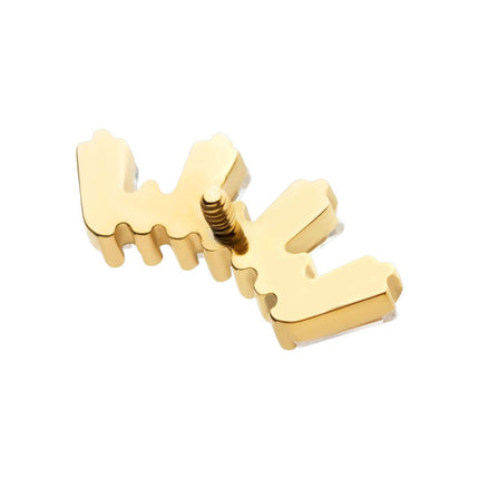 Invictus 24Kt Gold PVD Titanium Internally Threaded Prong Set Baguette & Round CZ 7-Cluster Top