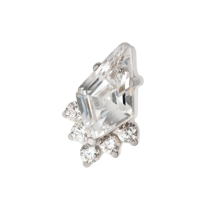 Invictus Titanium Internally Threaded Prong Set Kite Shape CZ Top with 5-Cluster Round CZ