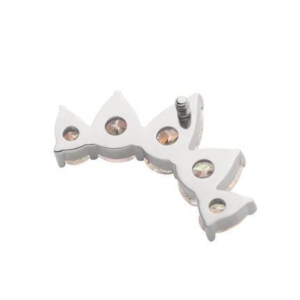 Invictus Titanium Internally Threaded Prong Set Teardrop CZ 5-Cluster Fan Shape Top