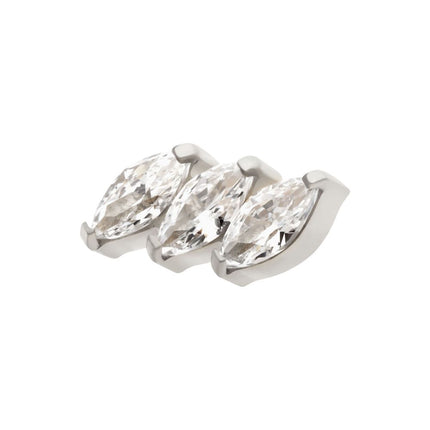 Invictus Titanium Internally Threaded Prong Set Marquise CZ Diagonal 3-Cluster Top