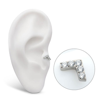 Invictus Titanium Internally Threaded Prong Set  5 Round CZ Chevron Shape Top