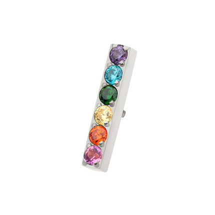 Invictus Titanium Internally Threaded Prong Set Rainbow CZ 6-Cluster Bar Top