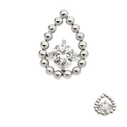 Invictus Titanium Internally Threaded Hollow Teardrop Shape Beads with Prong Set CZ Top
