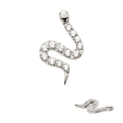 Invictus Titanium Internally Threaded Pave Set 13 Clear CZ Snake Top