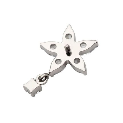 Invictus Titanium Internally Threaded 5 Marquise CZ Flower Shape Top with Dangle Prong Set Round CZ