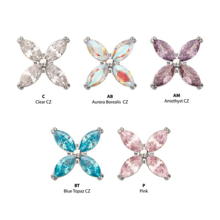 Invictus Titanium Internally Threaded 4-Marquise Flower Gem Top
