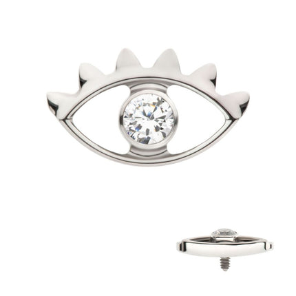 Invictus Titanium Internally Threaded with 2mm Bezel Set Round CZ Gem Evil Eye Top